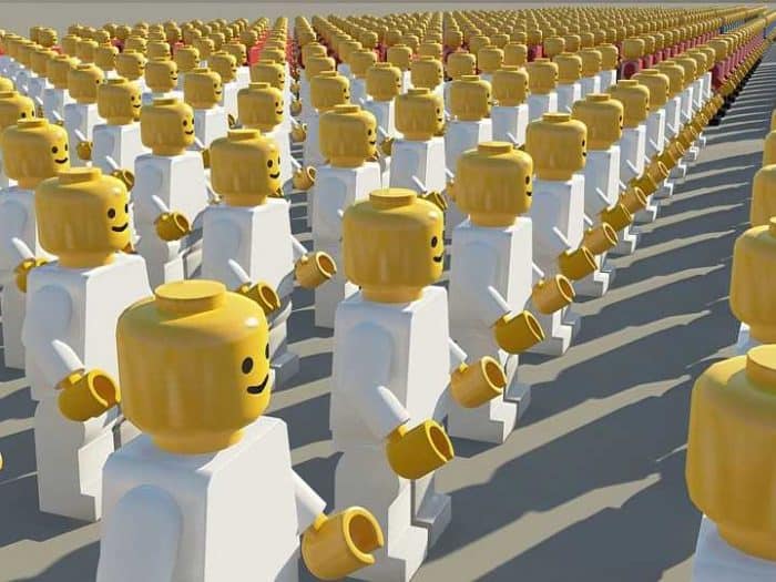 crowd of lego men