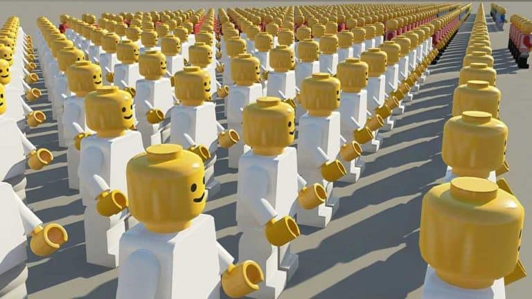 crowd of lego men