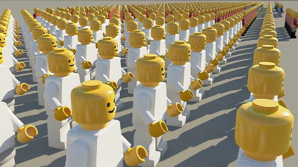 crowd of lego men